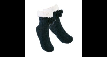 Fleece huissokken/slofsokken - kinderen - blauw - warme voering - comfortabel - gebereid