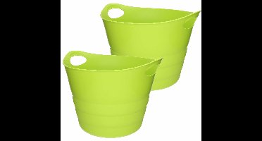 Flexibele emmer - 2x - groen - 43 liter - kunststof - 45 x 38 cm
