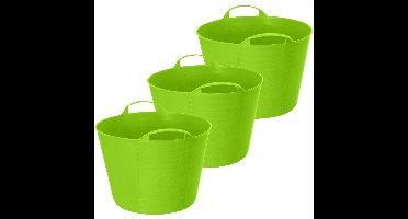 Flexibele emmer - 3x - groen - 27 liter - kunststof - 40 x 35 cm