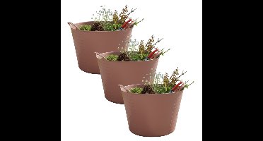 Flexibele kuip / emmer - 3x - oudroze - 15 liter - kunststof - 35 x 28 cm - met handvatten