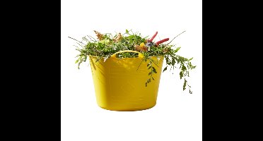 Flexibele kuip / emmer - geel - 15 liter - kunststof - 35 x 28 cm - met handvatten