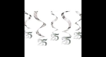 Folat 25 jaar jubileum rotorspiraal - zilveren jubileum - 60 cm - hangdecoratie/feestartikelen