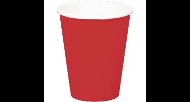 Folat Feest drinkbekers - 8x stuks - rood - papier - 350 ml - verjaardag/party