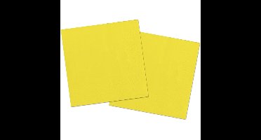 Folat Feest Servetten - 20x - geel - 33 x 33 cm - papier - lunch/diner servetjes