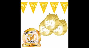 Folat - Feestartikelen pakket - 50 jaar getrouwd - vlaggetjes/ballonnen/bord