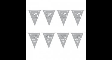 Folat Jubileum vlaggenlijnen - 3x stuks - zilver - 6 meter - 25 jaar thema - feestartikelen