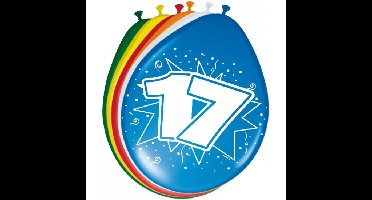 Folat Verjaardag leeftijd ballonnen 17 jaar - 8x - multi - feest