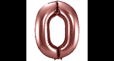Folat Verjaardag Leeftijd folieballon - 0 jaar - rose goud - 86 cm - cijferballon groot