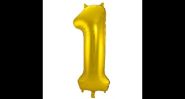Folat Verjaardag Leeftijd folieballon - 1 jaar - goud - 86 cm - cijferballon groot