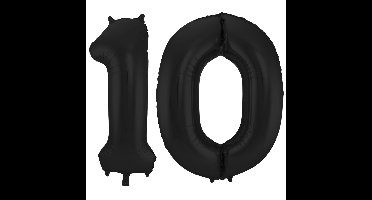 Folat Verjaardag Leeftijd folieballon - 10 jaar - zwart - 86 cm - cijferballon groot