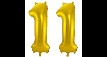 Folat Verjaardag Leeftijd folieballon - 11 jaar - goud - 86 cm - cijferballon groot