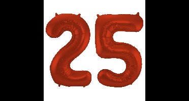 Folat Verjaardag Leeftijd folieballon - 25 jaar - rood - 86 cm - cijferballon groot