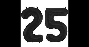 Folat Verjaardag Leeftijd folieballon - 25 jaar - zwart - 86 cm - cijferballon groot