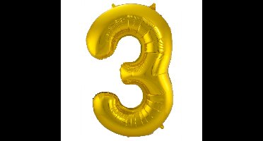 Folat Verjaardag Leeftijd folieballon - 3 jaar - goud - 86 cm - cijferballon groot