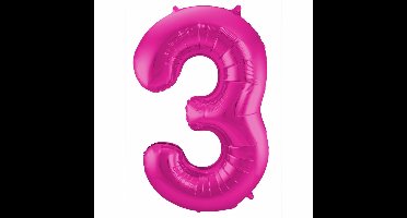 Folat Verjaardag Leeftijd folieballon - 3 jaar - roze - 86 cm - cijferballon groot