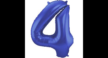 Folat Verjaardag Leeftijd folieballon - 4 jaar - blauw - 86 cm - cijferballon groot