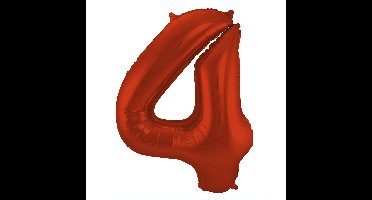 Folat Verjaardag Leeftijd folieballon - 4 jaar - rood - 86 cm - cijferballon groot