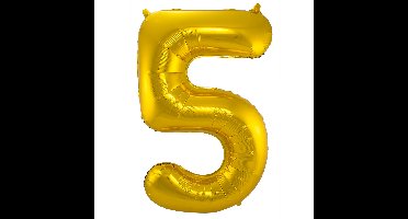 Folat Verjaardag Leeftijd folieballon - 5 jaar - goud - 86 cm - cijferballon groot