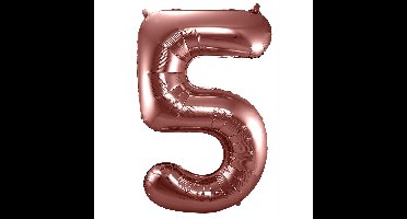 Folat Verjaardag Leeftijd folieballon - 5 jaar - rose goud - 86 cm - cijferballon groot