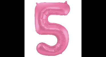 Folat Verjaardag Leeftijd folieballon - 5 jaar - roze - 86 cm - cijferballon groot