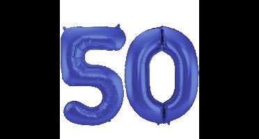 Folat Verjaardag Leeftijd folieballon - 50 jaar - blauw - 86 cm - cijferballon groot