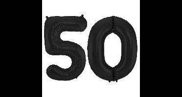 Folat Verjaardag Leeftijd folieballon - 50 jaar - zwart - 86 cm - cijferballon groot