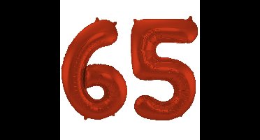Folat Verjaardag Leeftijd folieballon - 65 jaar - rood - 86 cm - cijferballon groot