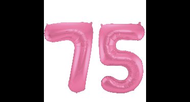 Folat Verjaardag Leeftijd folieballon - 75 jaar - roze - 86 cm - cijferballon groot