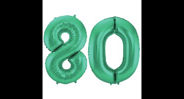 Folat Verjaardag Leeftijd folieballon - 80 jaar - groen - 86 cm - cijferballon groot