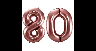 Folat Verjaardag Leeftijd folieballon - 80 jaar - ros? goud - 86 cm - cijferballon groot