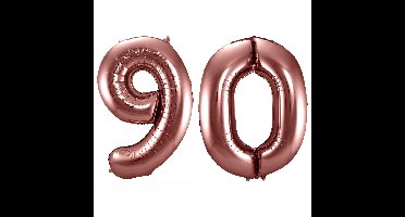 Folat Verjaardag Leeftijd folieballon - 90 jaar - ros? goud - 86 cm - cijferballon groot
