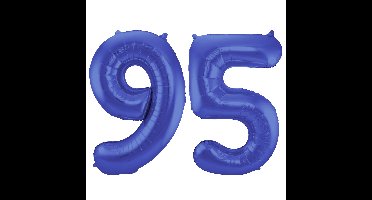 Folat Verjaardag Leeftijd folieballon - 95 jaar - blauw - 86 cm - cijferballon groot