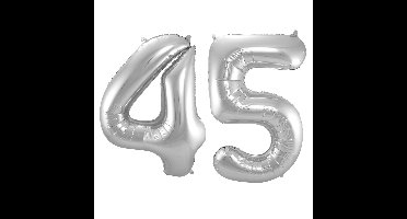 Folat Verjaardag Leeftijd folieballonnen - 45 jaar - zilver - 86 cm - cijferballon groot