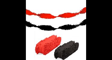 Folat versiering feest slingers - combi set - rood en zwart - 24 meter - crepe papier