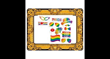 Foto prop set met frame - gay pride regenboog - 13-delig - photo booth accessoires