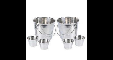 Frietbak/patat serveeremmer set - 12-delig - RVS - 11 x 11 cm