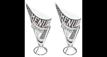 Frietzakhouders - 4x - met 40x frietzakjes - RVS/papier - 9 X 16 cm