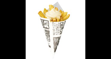 Frietzakjes - 5x st - zwart/wit - 17,5 x 24 cm - papier - puntzakken - patatzakjes