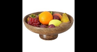 Fruitschaal/fruitmand - mango hout - D24 x H10 cm - bruin - Salade serveer schaal