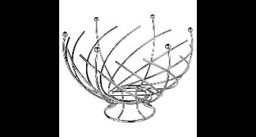 Fruitschaal op voet - zilver - metaal - 30 cm - rond - fruitmand