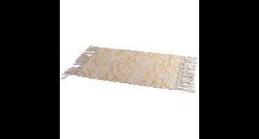 Gele/naturel hammam stijl badmat 45 x 70 cm rechthoekig