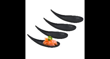 Gerimport Amuse/aperitief lepel set - hapjes/tapas - 8x stuks - zwart - melamine