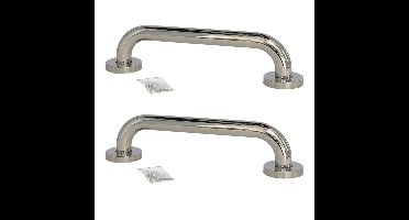 Gerimport Douche handgreep - 2x stuks - RVS - wandbeugel - zilverkleurig - 30 cm
