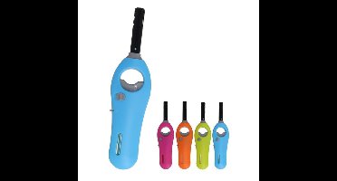 Gerimport Gasaansteker - 1x - 18 cm - navulbaar - instelbare vlam - gekleurd - BBQ aansteker