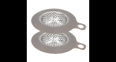 Gerimport gootsteen zeefje - 7x8 cm - zilver - metaal - wasbak - keukenaccessoires