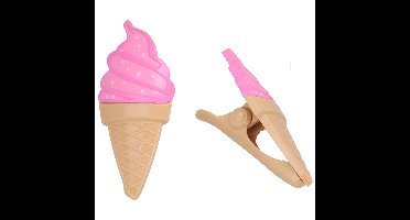 Gerimport Handdoekknijpers - 2x - bruin - ijsje - handdoekklem - kunststof