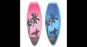 Gerimport Handdoekknijpers - 2x - surfplank - blauw/roze - handdoekklem - kunststof