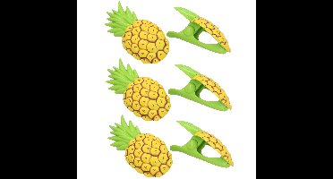Gerimport Handdoekknijpers - 6x - geel - ananas - handdoekklem - kunststof