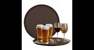 Gerimport Horeca Dienblad - 2x - antislip - bruin - kunststof - D40 cm