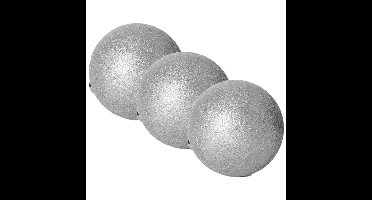 Gerimport Kerstbal - 4x stuks - kunststof - zilver glitters - D20 cm
